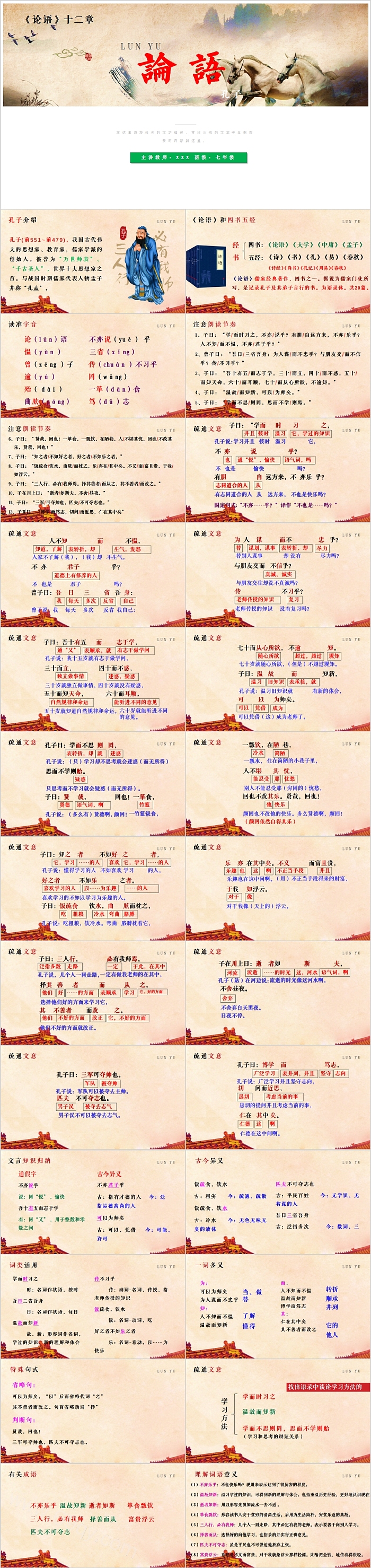 《论语》十二章古典文学七年级语文教学课件PPT