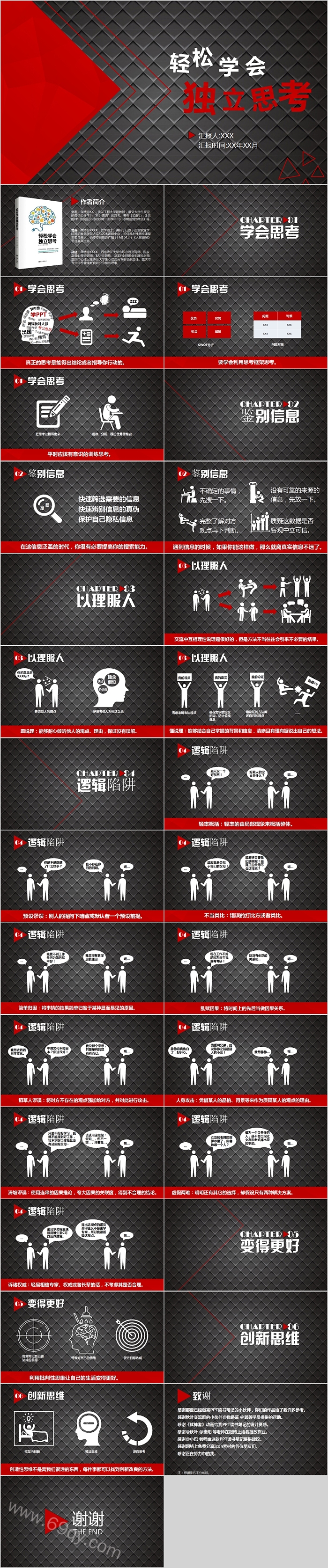 轻松学会独立思考读书笔记PPT模板