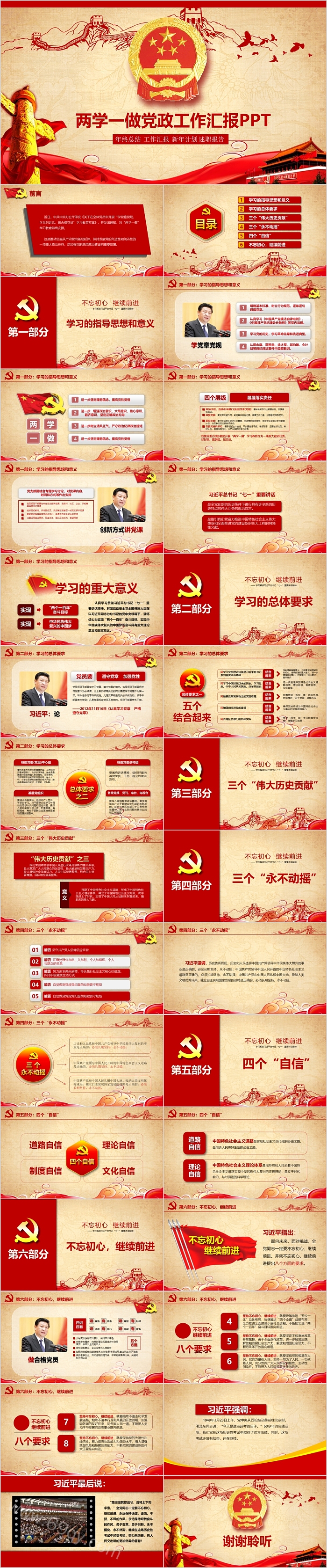 两学一做党政工作汇报PPT