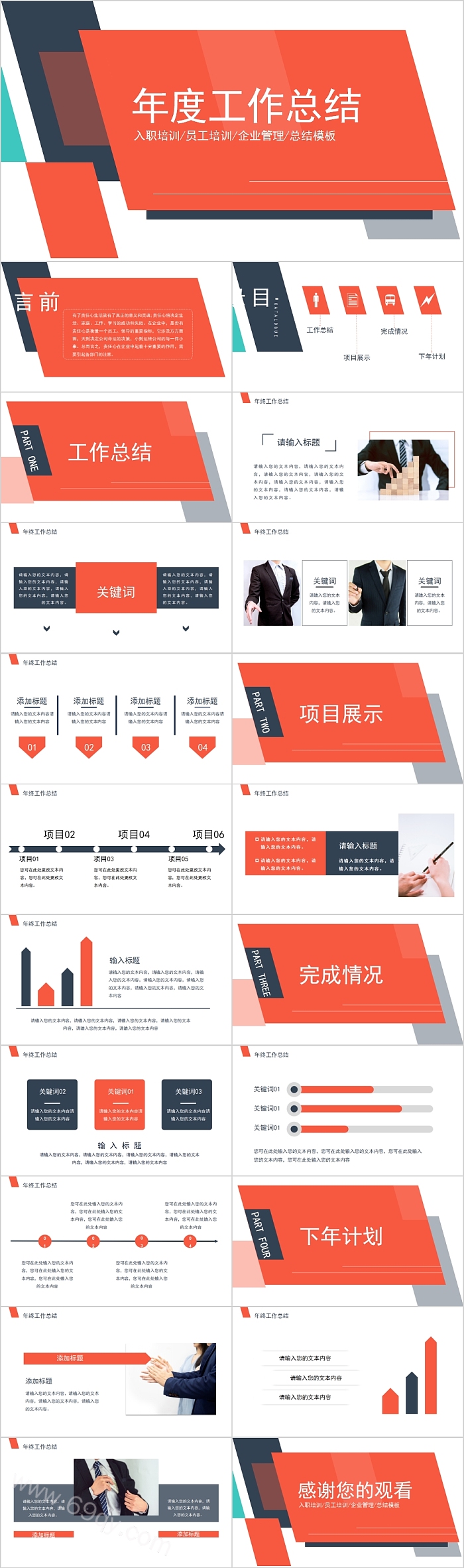年度工作总结员工入职培训PPT模板