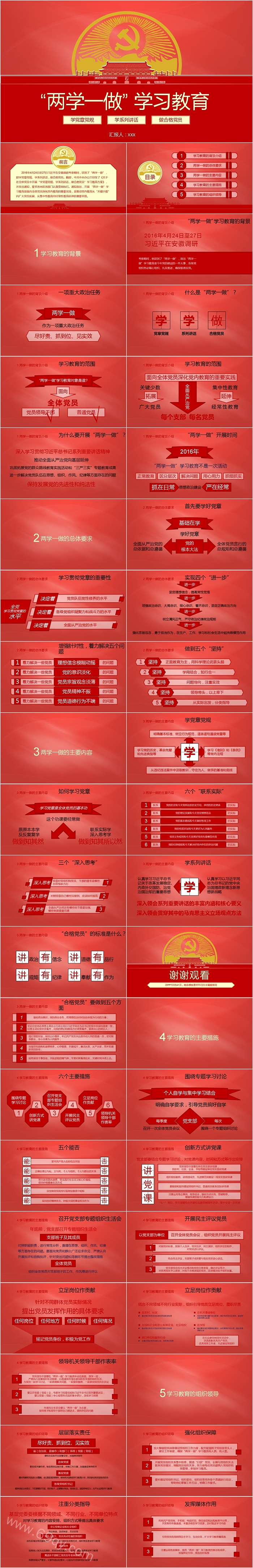 “两学一做”学习教育专题党课PPT模板